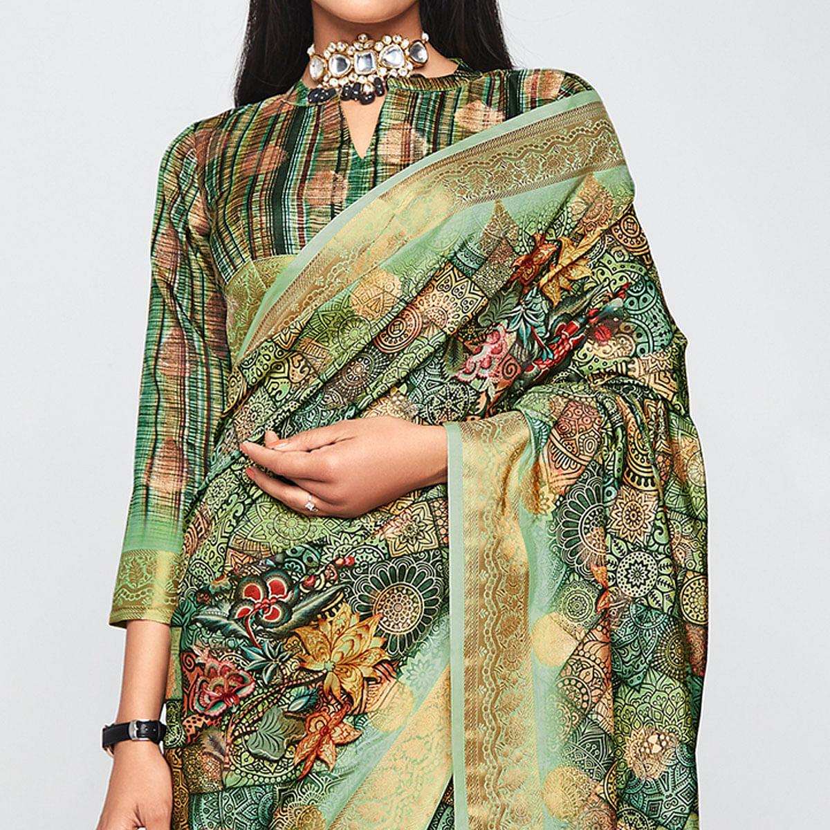 green-casual-wear-printed-soft-art-silk-saree-126760