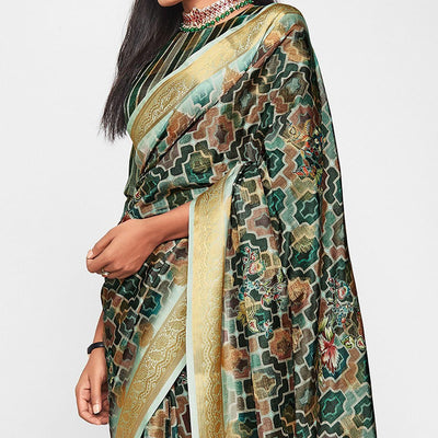 green-casual-wear-printed-soft-art-silk-saree-126764
