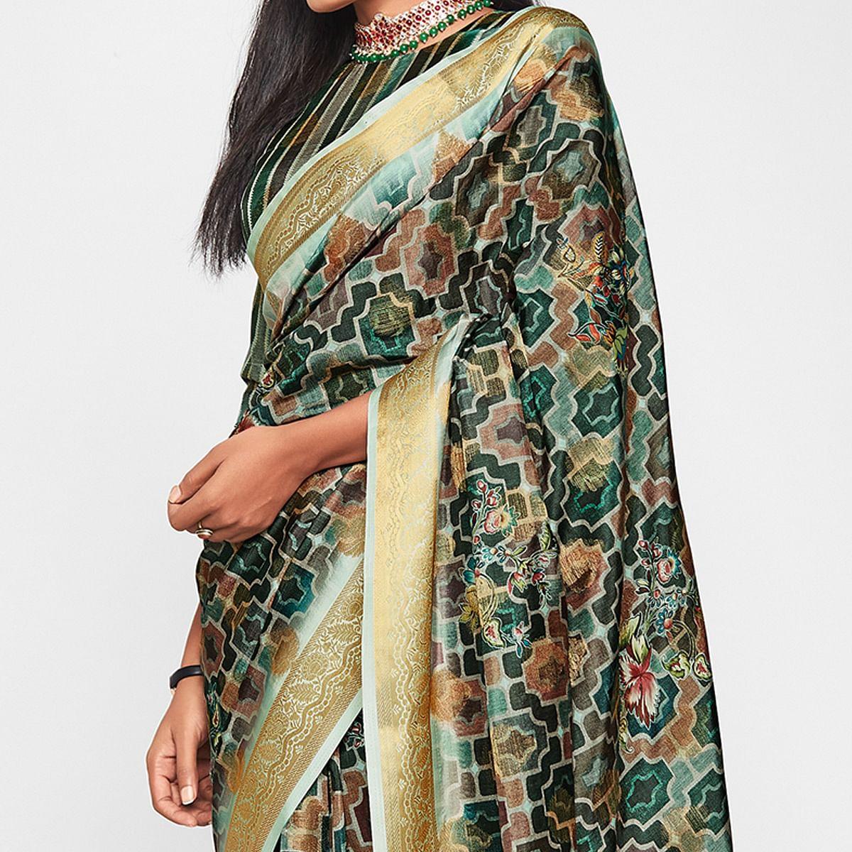 green-casual-wear-printed-soft-art-silk-saree-126764