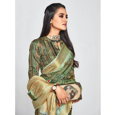 green-casual-wear-printed-soft-art-silk-saree-126760