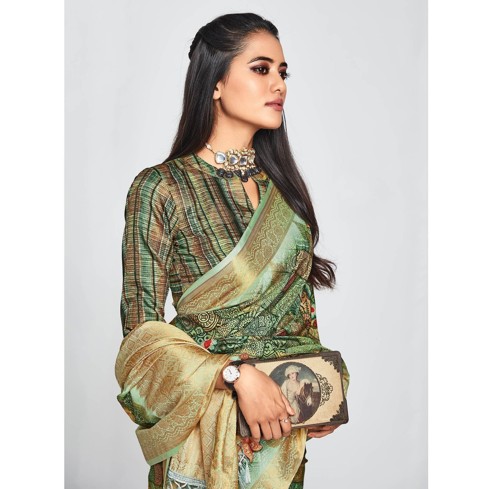 green-casual-wear-printed-soft-art-silk-saree-126760