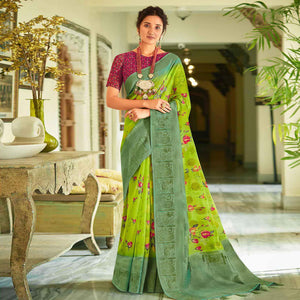 green-casual-wear-printed-soft-cotton-saree-120116