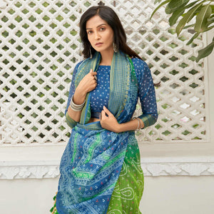 green-casual-wear-printed-soft-linen-saree-123564