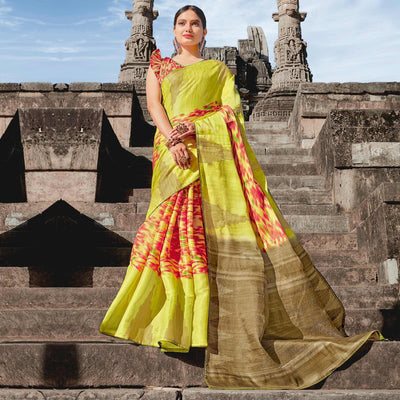 green-casual-wear-printed-tussar-silk-saree-112482