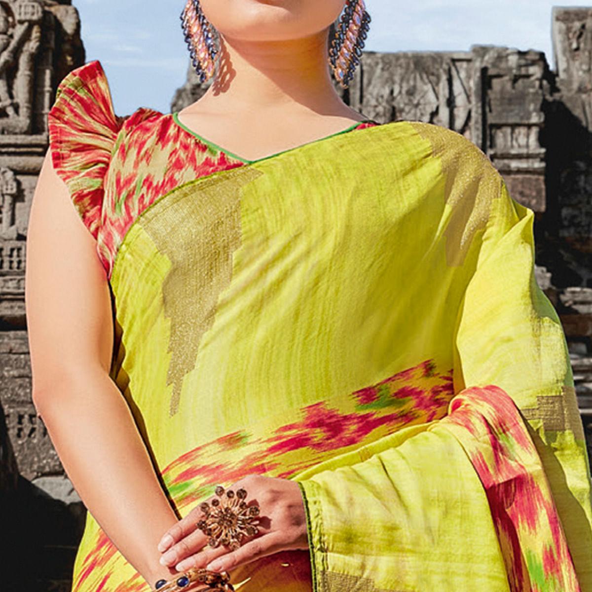 green-casual-wear-printed-tussar-silk-saree-112482
