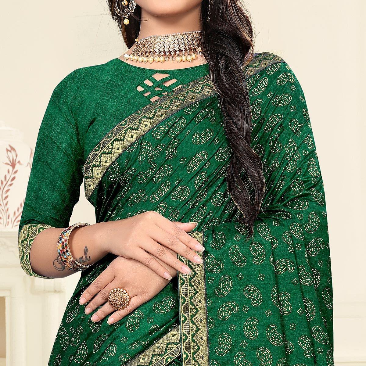 green-casual-wear-printed-vichitra-silk-saree-142474