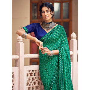 green-casual-wear-printed-weightless-georgette-saree-127375