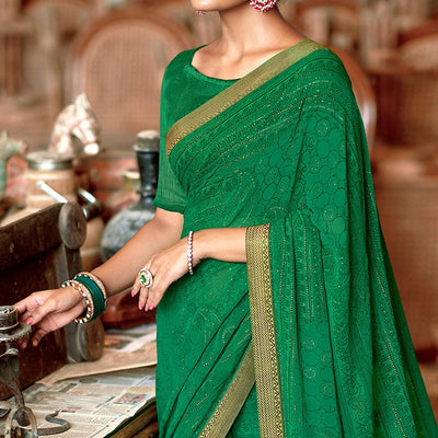 green-casual-wear-printed-with-fancy-lace-georgette-saree-126593