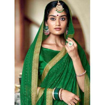 green-casual-wear-printed-with-fancy-lace-georgette-saree-126593