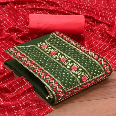 green-casual-wear-sequence-embroidered-slub-cotton-dress-material-135223