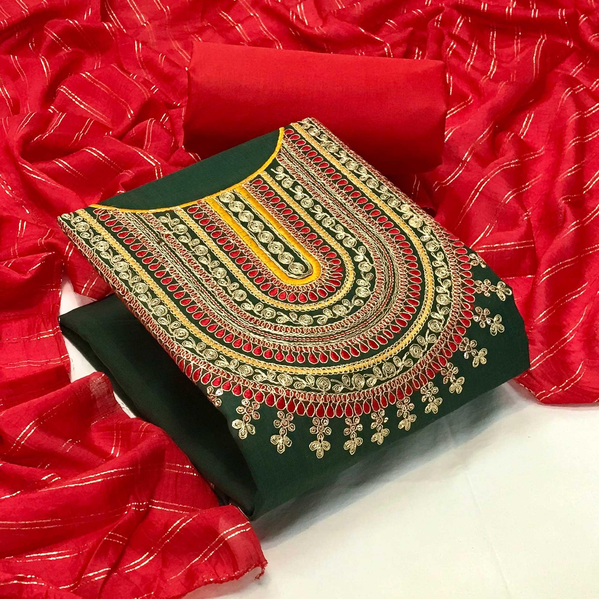 green-casual-wear-sequence-embroidered-slub-cotton-dress-material-138184