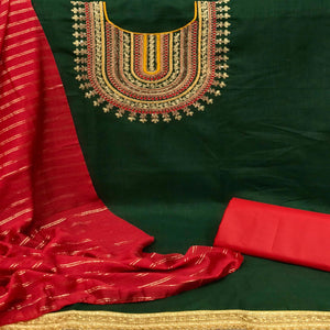 green-casual-wear-sequence-embroidered-slub-cotton-dress-material-138184