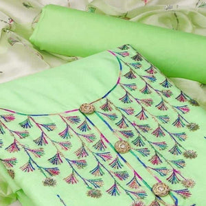 green-casual-wear-sequence-work-cotton-slub-dress-material-133043