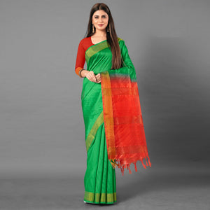 green-casual-wear-solid-cotton-silk-saree-111470