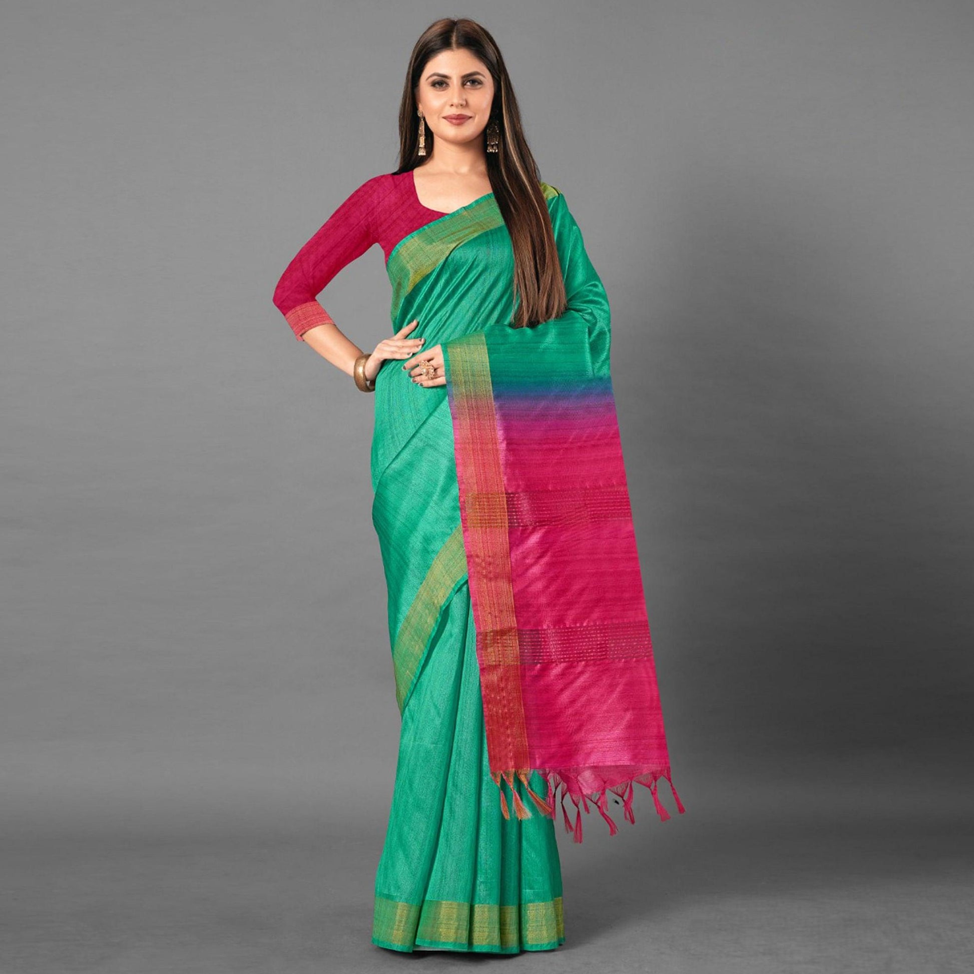 green-casual-wear-solid-cotton-silk-saree-111481
