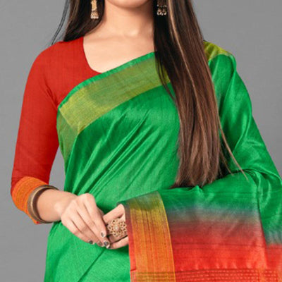 green-casual-wear-solid-cotton-silk-saree-111470