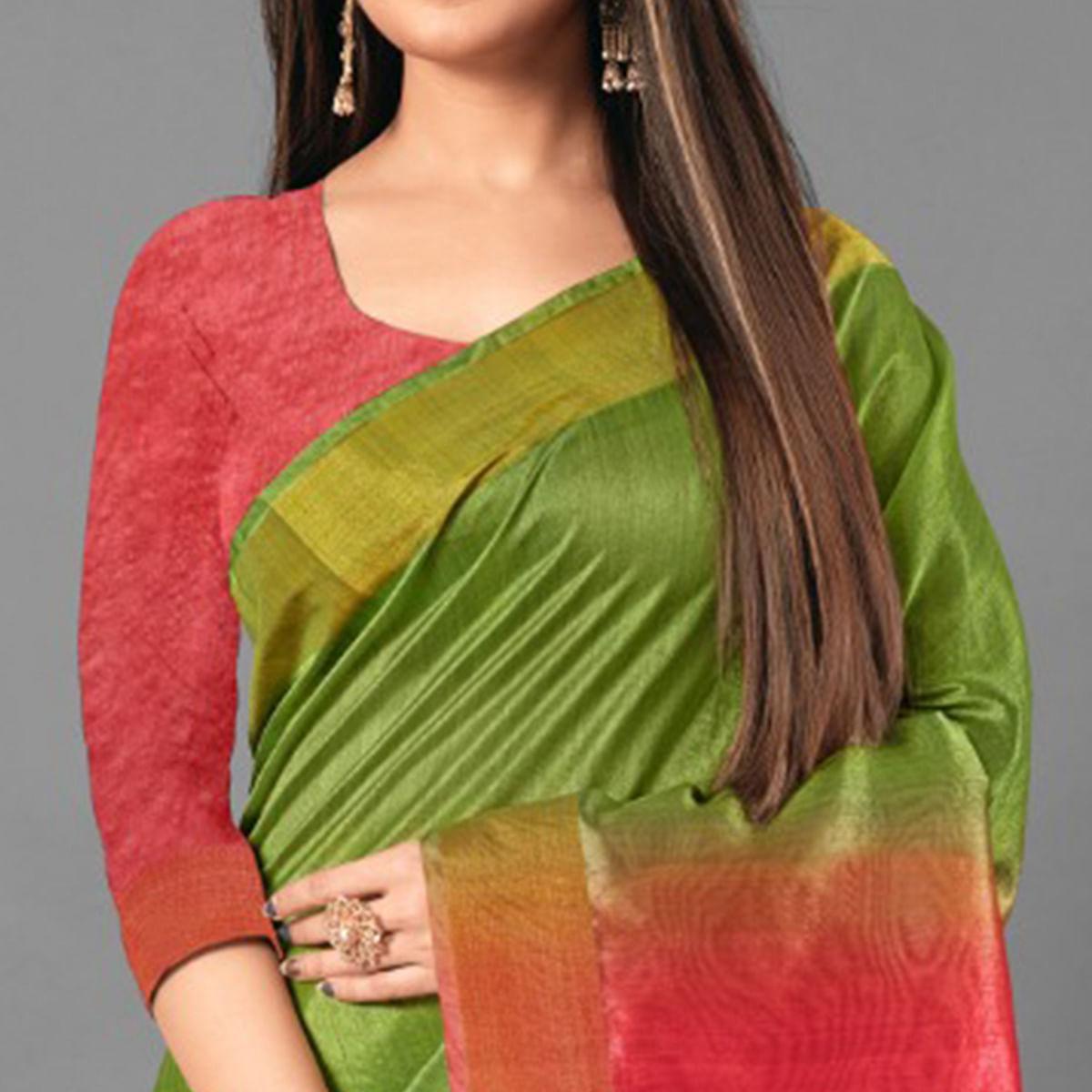 green-casual-wear-solid-cotton-silk-saree-111480