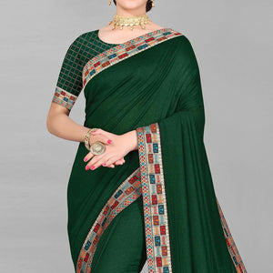 green-casual-wear-solid-heavy-vichitra-saree-136610