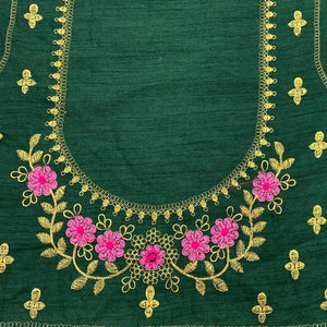 green-casual-wear-solid-with-lace-embroidery-georgette-saree-140777