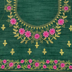 green-casual-wear-solid-with-lace-embroidery-georgette-saree-140777