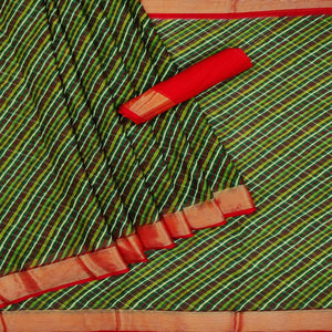 green-casual-wear-stripe-printed-chiffon-saree-140303