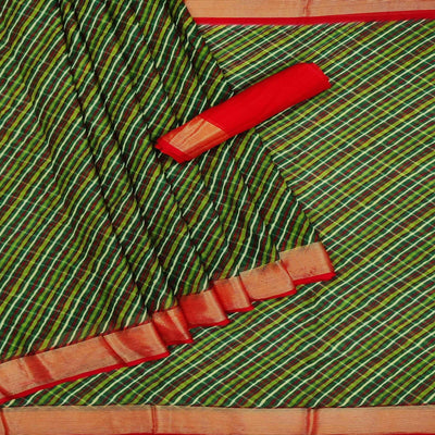 green-casual-wear-stripe-printed-chiffon-saree-140303