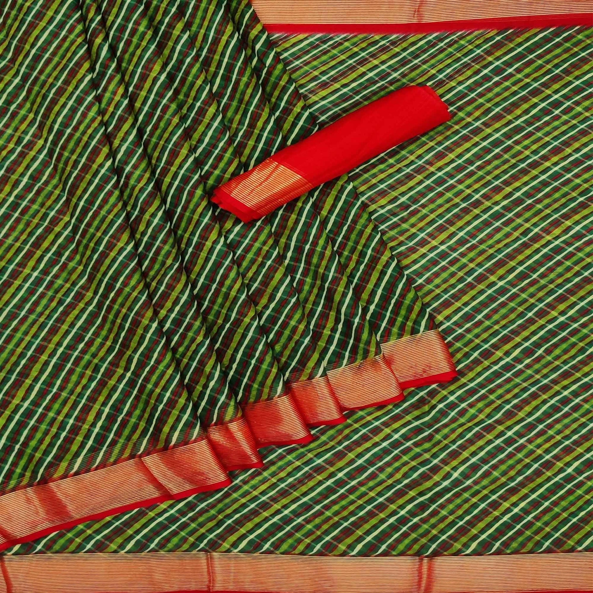 green-casual-wear-stripe-printed-chiffon-saree-140303