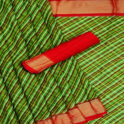 green-casual-wear-stripe-printed-chiffon-saree-140307