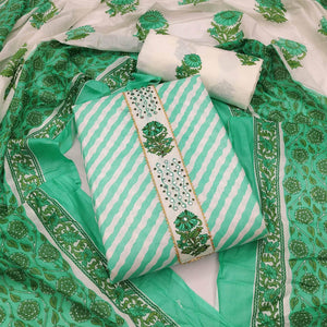 green-casual-wear-stripe-printed-with-embellished-cotton-dress-material-142355