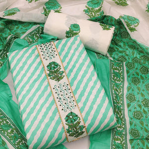 green-casual-wear-stripe-printed-with-embellished-cotton-dress-material-142355