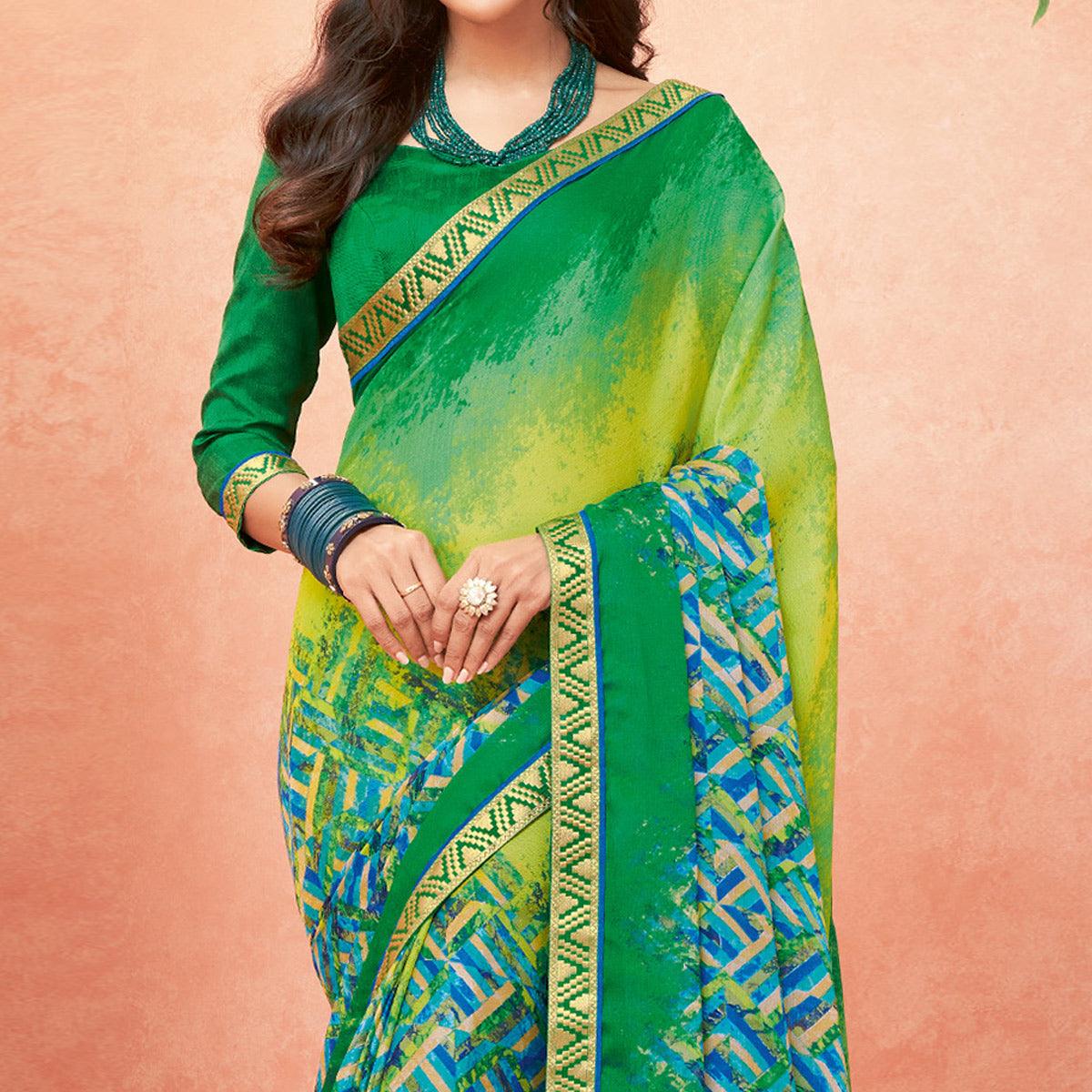 green-casual-wear-striped-printed-chiffon-banarsi-saree-with-banarasi-border-138339