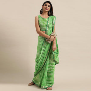 green-casual-wear-stripes-printed-georgette-saree-111224