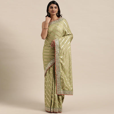 green-casual-wear-stripes-printed-georgette-saree-111223