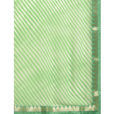 green-casual-wear-stripes-printed-georgette-saree-111224