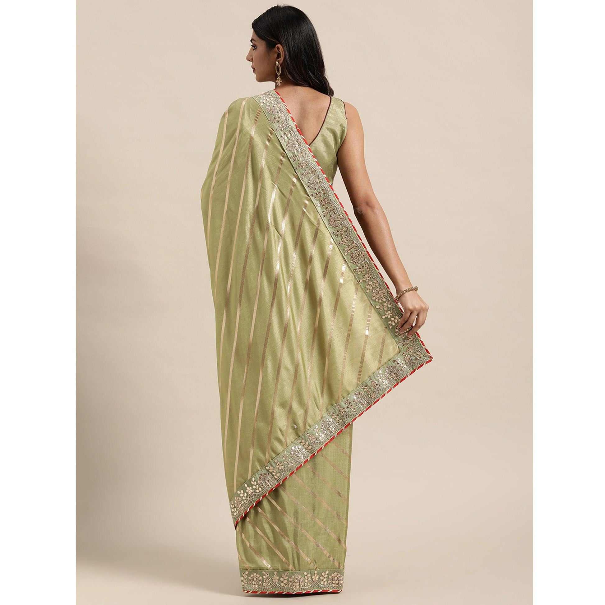 green-casual-wear-stripes-printed-georgette-saree-111223