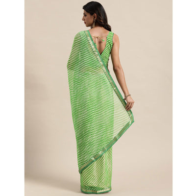 green-casual-wear-stripes-printed-georgette-saree-111224