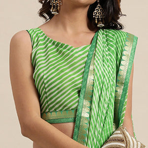 green-casual-wear-stripes-printed-georgette-saree-111224