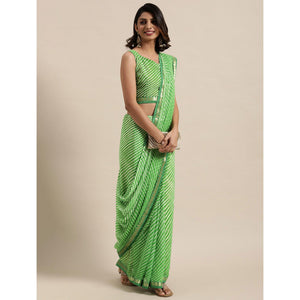 green-casual-wear-stripes-printed-georgette-saree-111224
