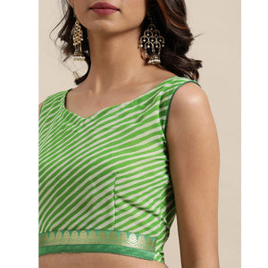 green-casual-wear-stripes-printed-georgette-saree-111224