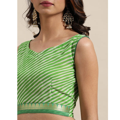 green-casual-wear-stripes-printed-georgette-saree-111224