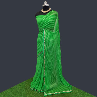 green-casual-wear-stripes-printed-georgette-saree-with-border-119455