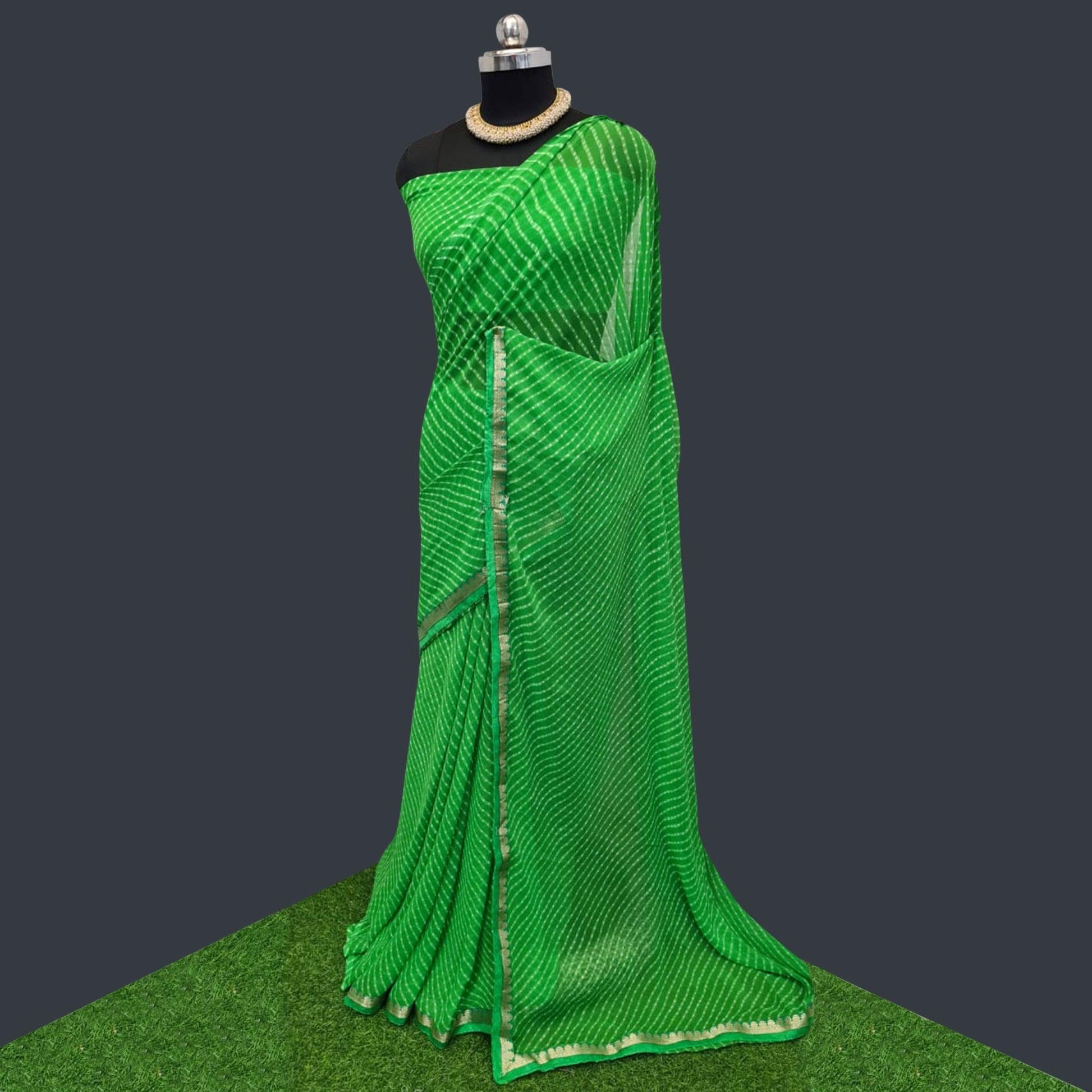 green-casual-wear-stripes-printed-georgette-saree-with-border-119455