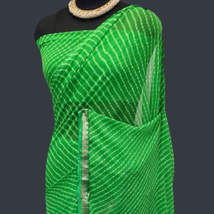 green-casual-wear-stripes-printed-georgette-saree-with-border-119455