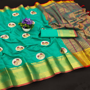 green-casual-wear-woven-chanderi-cotton-saree-120905