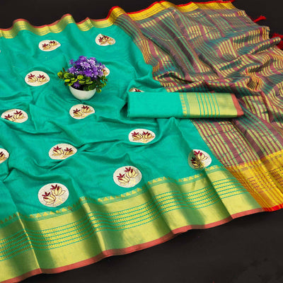 green-casual-wear-woven-chanderi-cotton-saree-120905