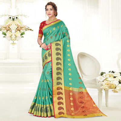 green-casual-wear-woven-cotton-handloom-saree-115718