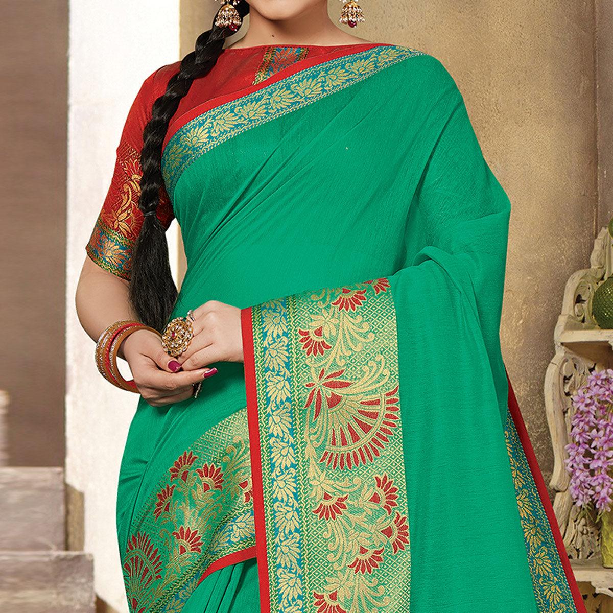 green-casual-wear-woven-cotton-handloom-saree-115498