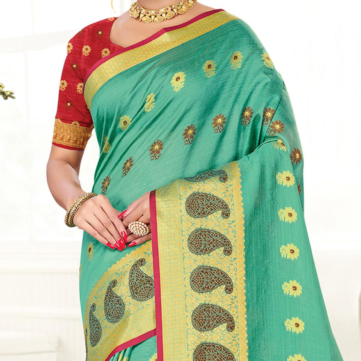 green-casual-wear-woven-cotton-handloom-saree-115718