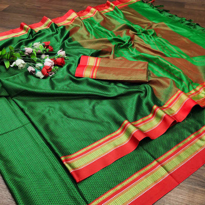 green-casual-wear-woven-designer-khan-art-silk-saree-130498