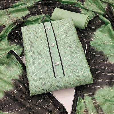 green-checks-printed-chanderi-dress-material-145234